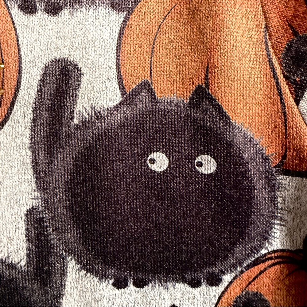 Clover Pine Black Cat Pumpkin Tunic Top Womens XXL Fall Cozy Sweater Plus Size - Picture 6 of 9